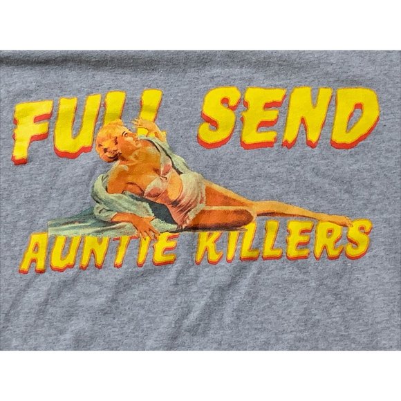 Men's NELK BOYS Full Send Auntie‎ Killers Long Sleeve Tee Shirt Gray Size Medium - Picture 5 of 11